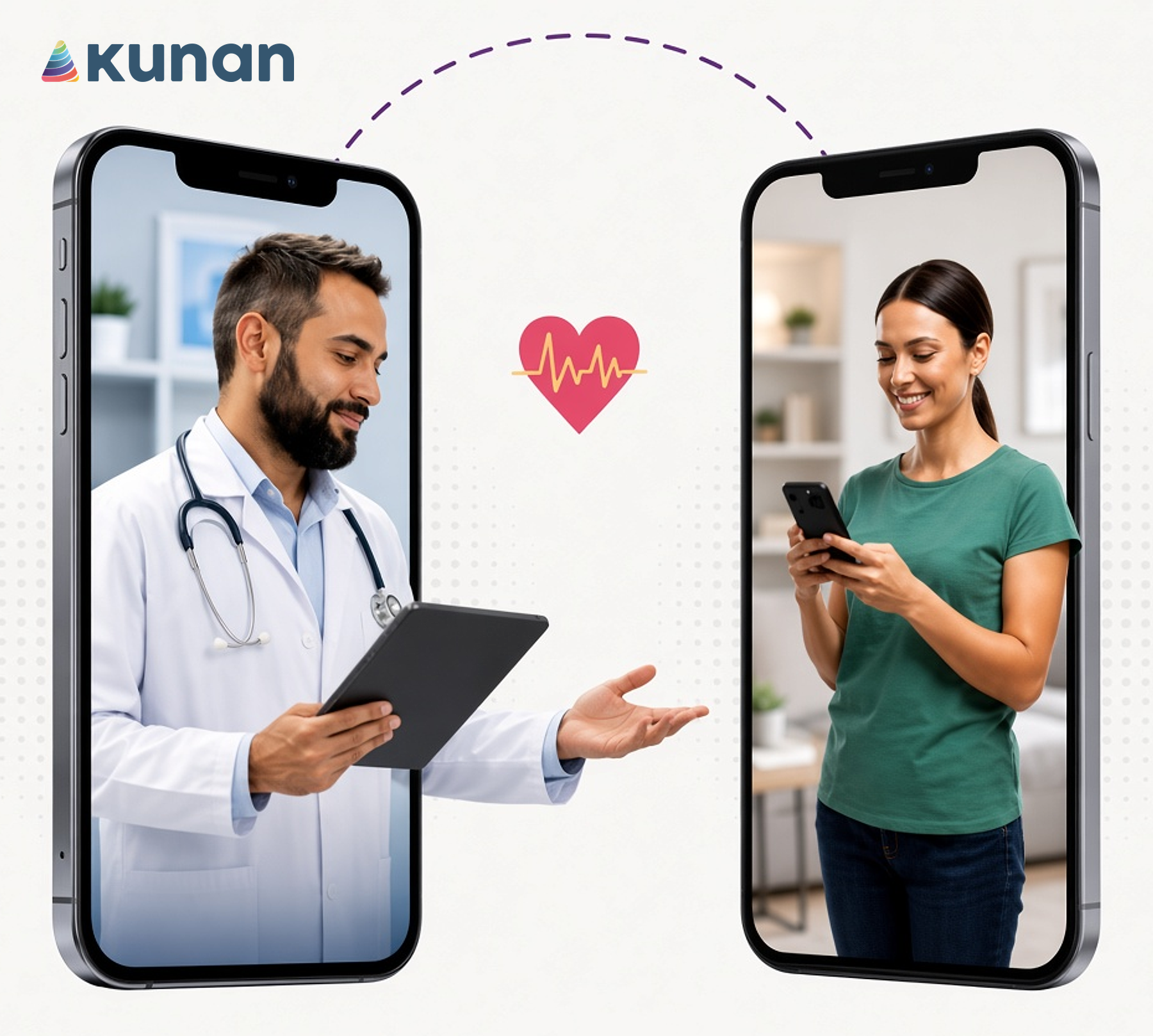 Ilustración de una consulta de telemedicina en la plataforma Kunan